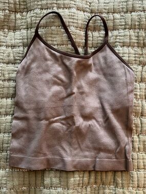 New Balance Brown Ribbed Crop Tank